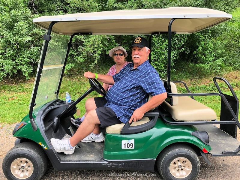 Riding the golf cart at Frontier Culture Museum